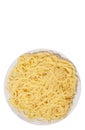 Capellini pasta on plate. top view. isolated Royalty Free Stock Photo