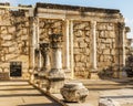 CAPERNAUM, ISRAEL, March 31 2018: remains of synagogue in the Capharnaum the town of Jesus.