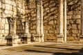 CAPERNAUM, ISRAEL, March 31 2018: remains of synagogue in the Capharnaum the town of Jesus. Royalty Free Stock Photo