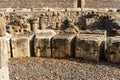 CAPERNAUM, ISRAEL, March 31 2018: remains of synagogue in the Capharnaum the town of Jesus.
