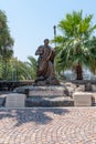 Capernaum, Israel May 18, 2022 Bronze statue of St. Peter at Capernaum, Town of Jesus on the Sea of Galilee in Israel. Capharnaum Royalty Free Stock Photo