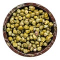 Capers in Bowl Top View Isolated Royalty Free Stock Photo