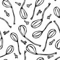 Capers Seamless. Doodle Style Vector Design, Isolated on White Background.