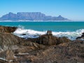 Capetown`s Table Mountain across bay Royalty Free Stock Photo