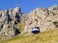 Table Mountain with cable car rising to station at top Royalty Free Stock Photo