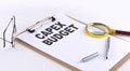 CAPEX BUDGET text on clipboard on white background, business concept