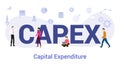 Capex capital expenditure concept with big word or text and team people with modern flat style - vector