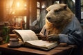 Capibara is reading the book