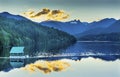 Capilano Reservoir Lake Snowy Two Lions Mountains Vancouver Brit Royalty Free Stock Photo