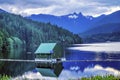 Capilano Reservoir Lake Snowy Two Lions Mountains Vancouver Brit Royalty Free Stock Photo