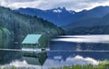 Capilano Reservoir Lake Snowy Two Lions Mountains Vancouver Brit Royalty Free Stock Photo