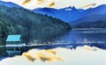 Capilano Reservoir Lake Snowy Two Lions Mountains Vancouver Brit Royalty Free Stock Photo