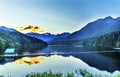 Capilano Reservoir Lake Snowy Two Lions Mountains Vancouver Brit Royalty Free Stock Photo