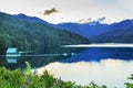 Capilano Reservoir Lake Snowy Two Lions Mountains Vancouver Brit Royalty Free Stock Photo