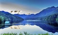 Capilano Reservoir Lake Snowy Two Lions Mountains Vancouver Brit Royalty Free Stock Photo