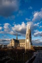 Capital of Austria Vienna at sunrise, view on gothic church and streets of the city Royalty Free Stock Photo