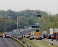 The Capital Beltway has traffic stopped while a Medivac arrives Royalty Free Stock Photo