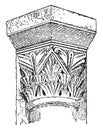 Capital Carlovingian, Crypt of St-Etienne Auxerre, vintage engraving Royalty Free Stock Photo