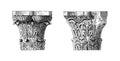 Capital from a church in Deir Seta and ancient Syrian capital | Antique Architectural Illustrations