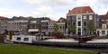 Cargo ships and houseboats docked in the canals of Zwolle