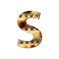 Capital English letter S with matza texture. Font for Passover. Vector illustration on isolated background.