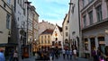 Evening in Tallinn streets People walking relaxing in the summer evening sunset in the old city of Tallinn, Estonia. 08,10,2019 Royalty Free Stock Photo