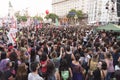 Crowd of people: rally in favor of legal, safe and free abortion