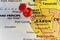 Capital of Gabon Libreville pinned map