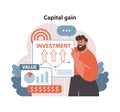 Capital gain concept. Flat vector illustration