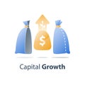 Capital growth, invest fund solution, wealth management, earn more money, long term investment strategy, pension savings account