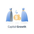 Capital growth, invest fund solution, wealth management, earn more money, long term investment strategy, pension savings account