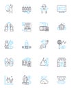 Capital investment linear icons set. Funding, Finance, Equity, Debt, Investment, Portfolio, Returns line vector and