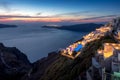 The capital of the island of Santorini Fira at twilight Royalty Free Stock Photo