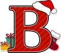 Capital letter b with christmas design elements