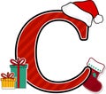 Capital letter c with christmas design elements