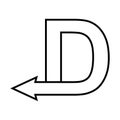 Capital letter D back arrow back arrow D logo concept