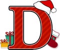 Capital letter d with christmas design elements