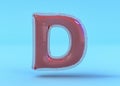 Capital letter D. Uppercase. Transparent balloon font. 3D illustration