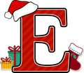 Capital letter e with christmas design elements