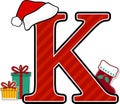 Capital letter k with christmas design elements