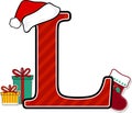 Capital letter l with christmas design elements