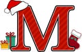 Capital letter m with christmas design elements