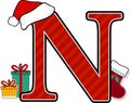 Capital letter n with christmas design elements