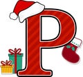 Capital letter p with christmas design elements