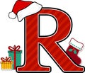 Capital letter r with christmas design elements
