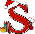 Capital letter s with christmas design elements