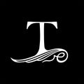 Capital Letter T for Monograms, Emblems and Logos. Beautiful Filigree Font.