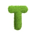 Capital letter T shaped from lush green grass, isolated on a white background Royalty Free Stock Photo