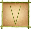 Capital letter V made of green bamboo sticks on old paper background Royalty Free Stock Photo