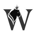 Capital Letter W with Black Panther. Royal Logo. Cougar Head Profile. Stylish Template. Tattoo. Creative Art Design. Emblem for B